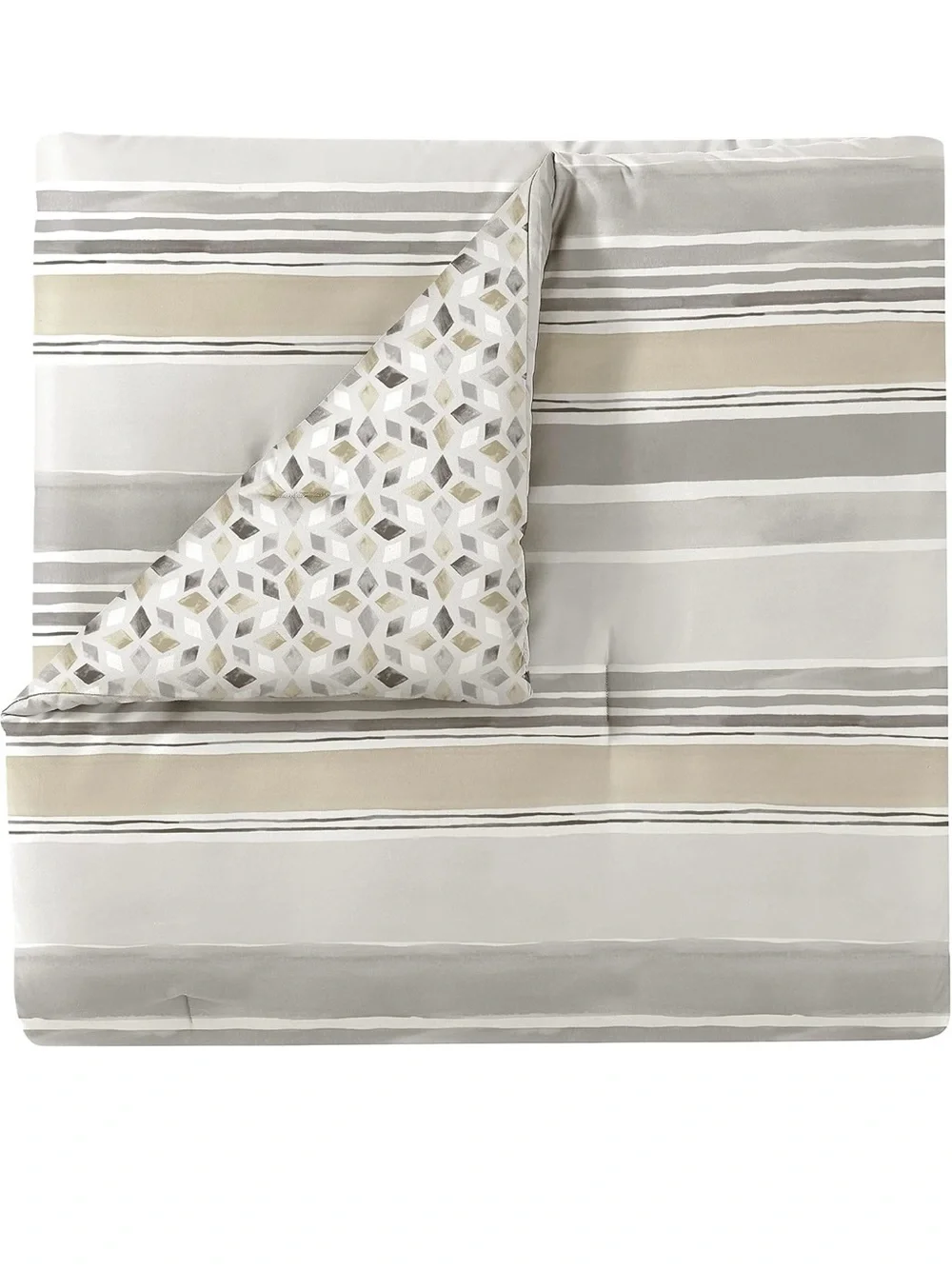 Scott Living 3pc Duvet Cover Set Stripe Reversible Cotton King Tan/Beige